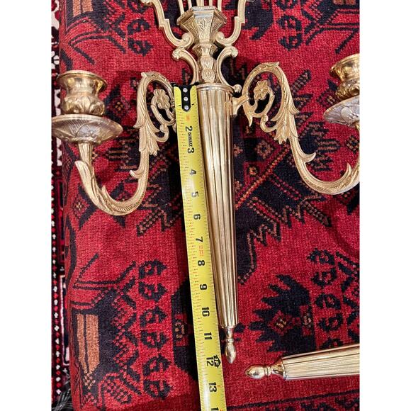 Hollywood Regency Candlestick Holder Sconce Set Empire Style Elegant Candelabras - Picture 9 of 10